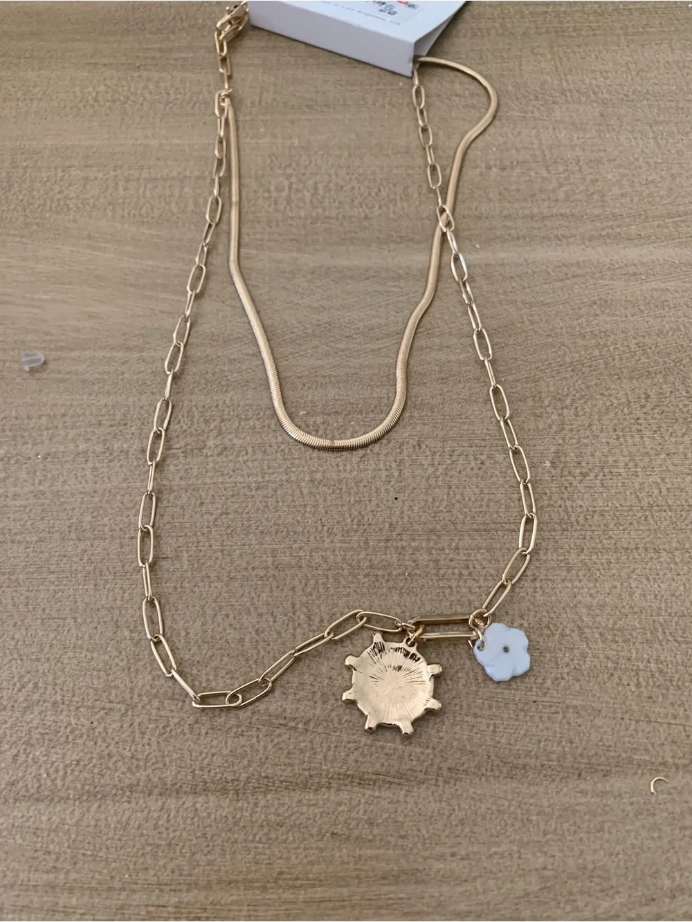 ettika Gold-Tone Layered Necklace with White Flower Sun Compass Lariat Necklace - Picture 6 of 6